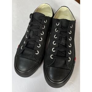 RARE Pro‎ Keds SOLID Black Lace Up Low Top Red Blue Stripes Sneaker M7.5 W9 NW